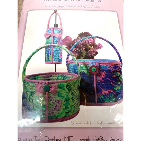 Aunties Two Patterns Rockport Baskets Sewing Pattern Large Medium Wine Caddy - Picture 2 of 3